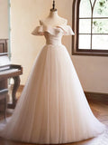 Beautiful Spaghetti Straps Floor Length Prom Dress, Champagne Sleeveless Backless Evening Party Dress HZ1024