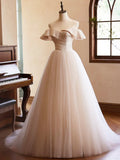 Beautiful Spaghetti Straps Floor Length Prom Dress, Champagne Sleeveless Backless Evening Party Dress HZ1024
