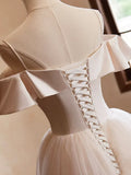 Beautiful Spaghetti Straps Floor Length Prom Dress, Champagne Sleeveless Backless Evening Party Dress HZ1024