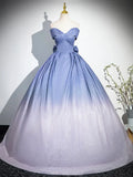 Beautiful Gradient-Color Glitter Sequins Prom Dresses, A-Line Princess Off-The-Shoulder Sleeveless Blue Formal Dresses HZ1024