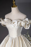 Elegant Champagne Long Prom Dresses, Beautiful Off the Shoulder Formal Dresses HZ1024