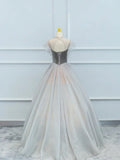 Lovely Velvet and Tulle Floor Length Prom Dress, Gray A-Line Formal Evening Dress HZ1024