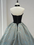 Beautiful Strapless Jacquard Floor Length Prom Dresses, A-Line Sweetheart Neck Formal Dresses HZ1024