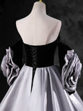 Black Sweetheart Neck Velvet Floor Length Formal Dress, Detachable off Shoulder Chic Party Dress HZ1024