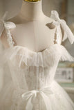Champagne Tulle Lace Knee Length Prom Dress, Cute A-Line Party Dress HZ1024