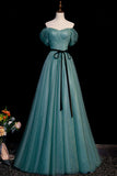 Green Tulle Long Senior Prom Dress, A-Line Formal Evening Dress HZ1024