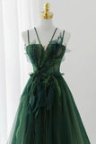 Green Tulle Long A-Line Prom Dress, Green Formal Evening Dress HZ1024