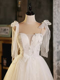 Light Champagne Short Tulle Homecoming Dress, Lovely A-Line Spaghetti Strap Evening Party Dress HZ1024