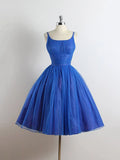 Royal Blue Spaghetti straps Tulle A-line Short Prom Dress HZ1024