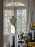 Vintage Beige Sequin Beading Appliques Spaghetti Strap A-line V-neck Party Dresses Homecoming Dresses, HZ1024