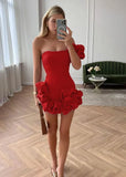 Vintage 3D Flowers Off-the-shoulder Design A-line Homecoming Dress HZ1024